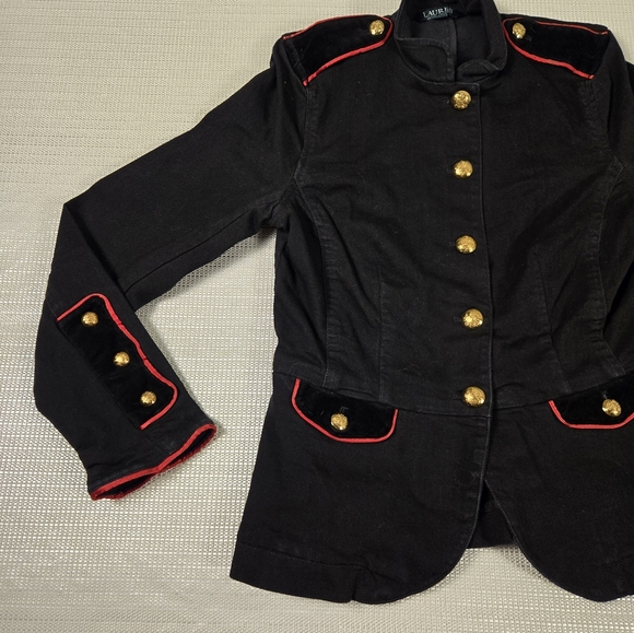 RALPH LAUREN BLACK MILITARY JACKET W/EPAULETS COAT Size 4 NICE!!!!!!!!!!!! - Picture 2 of 14